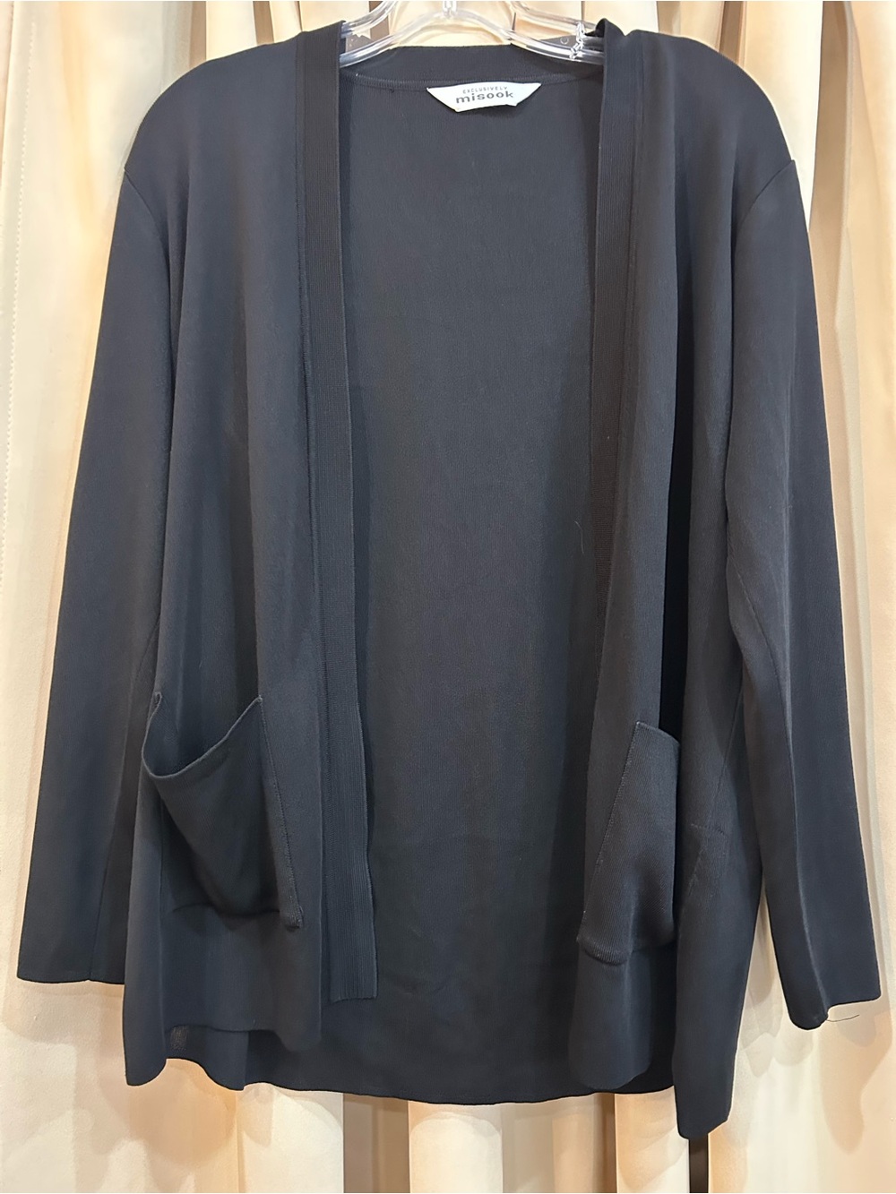 Misook Black Open-Front Blazer-Style Cardigan